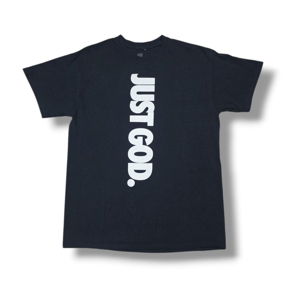 GOD IS DOPE "JUST GOD" Vertical Logo Graphic Black T-Shirt Men's Size M